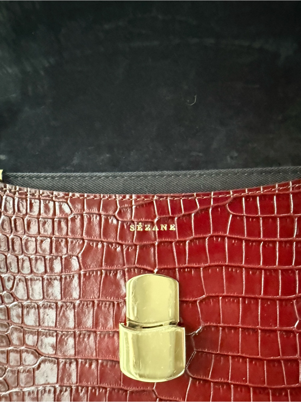 Sezane Milo Classic Bag in Chocolate Crocodile Print - Picture 16 of 16